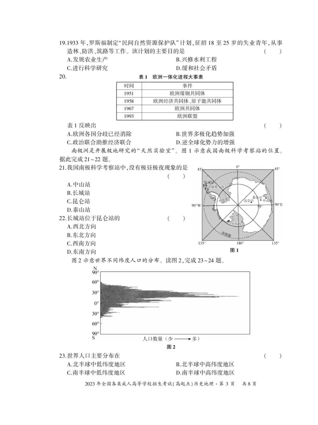 2023年重庆成考《历史地理》（高起点）真题+答案